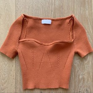 Isalis Ribbed Square Neck Crop Top